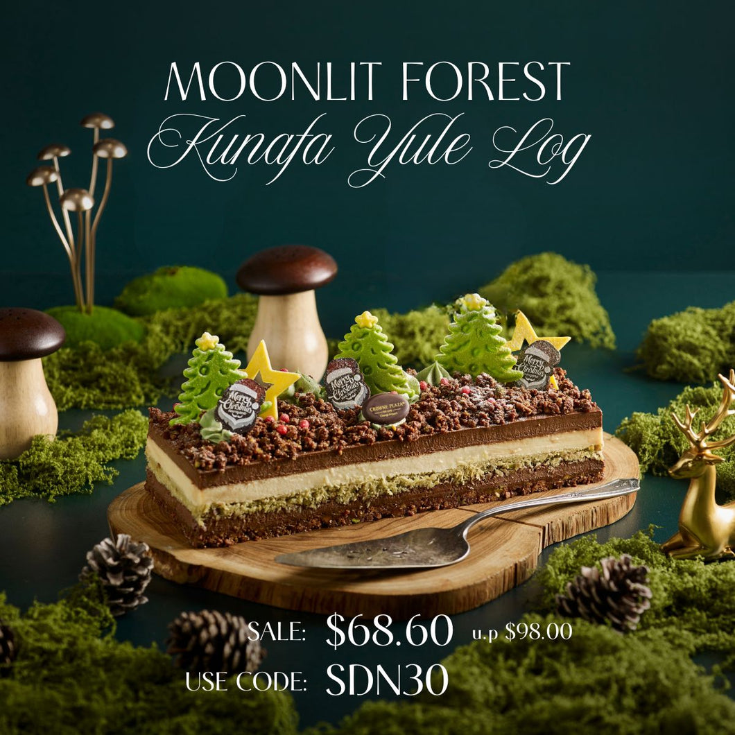 Moonlit Forest Kunafa Yule Log